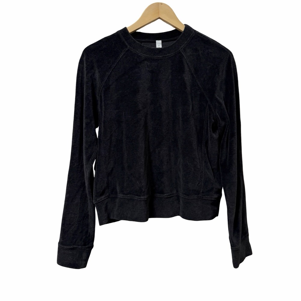 Lululemon Womens Warm Down Velour Sweatshirt Size 8 Charcoal Lounge Athleisure